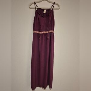 Faded Glory | Purple Maxi Dress with Embroidered Waist | Large